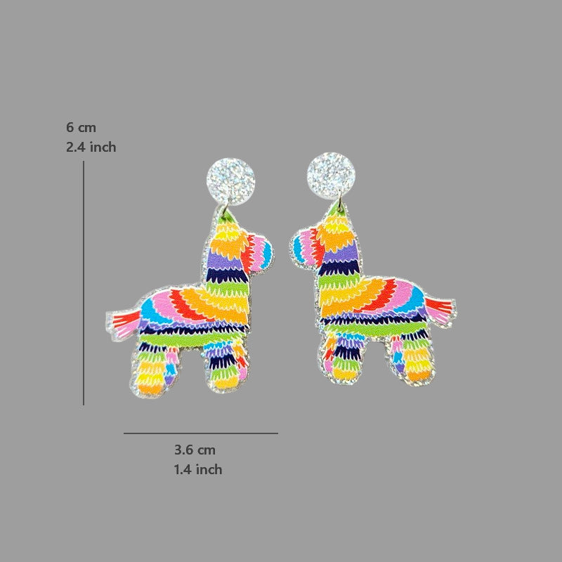 Wholesale Mexican Carnival May 5th Guitar Horse Hat Wine Bottle Violin Goblin Cactus Earrings